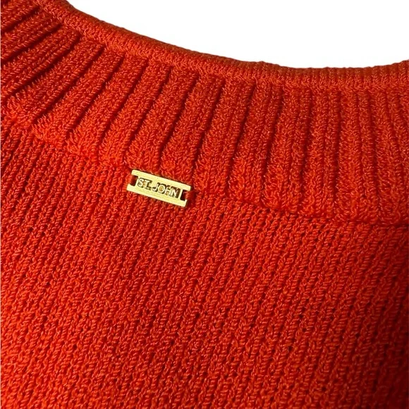 Women’s St. John Orange full zip wool knit sweater size large - Picture 4 of 10